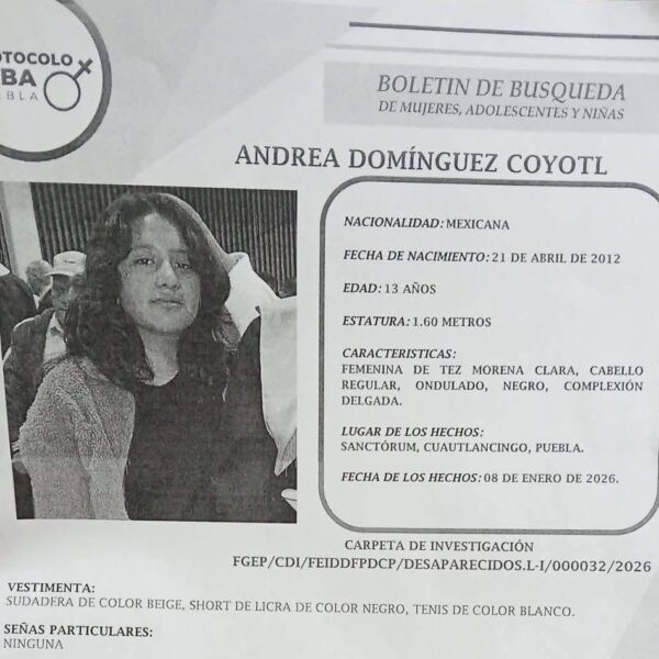La Fiscalía de Puebla busca a Crystel Guadalupe, de 15 años, y Andrea Domínguez, de 13, reportadas como desaparecidas en distintos puntos del área metropolitana.