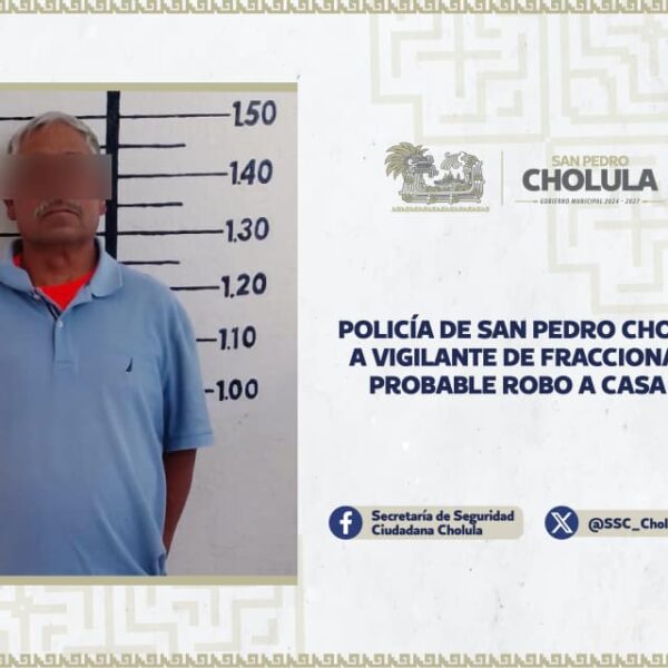 Vigilante y ladrón; hombre fue detenido por presunto robo en fraccionamiento de Coronango.