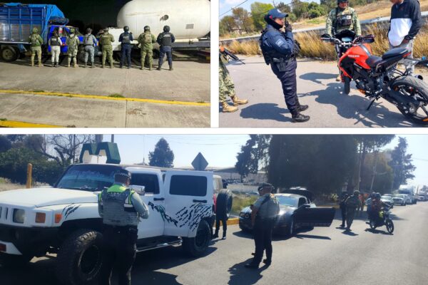 Recuperaron cuatro motocicletas y un automóvil con reporte de robo durante un operativo conjunto en Texmelucan, donde también se detuvo a personas por portación de arma de fuego y delitos contra la salud.