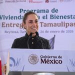 En un evento en Tamaulipas, la presidenta reafirmó la condición de 'no subordinación' ante Estados Unidos. Foto: Saúl López / Presidencia.