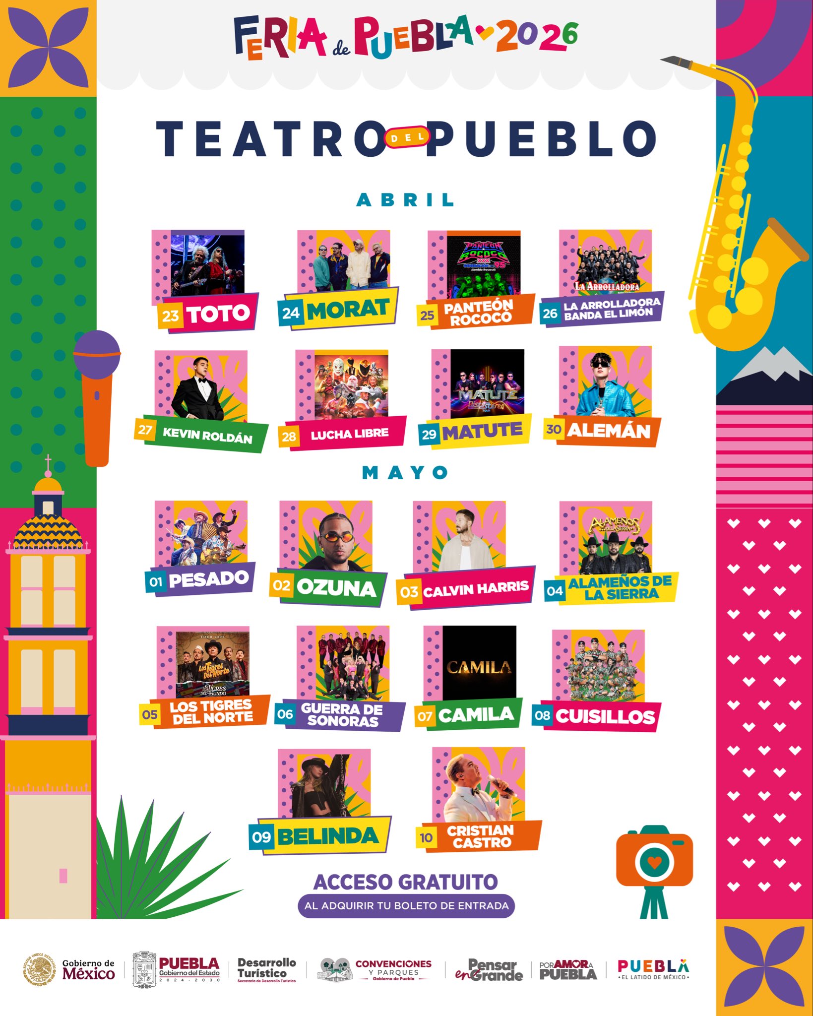 ¡Puebla está de fiesta! Revelan cartelera oficial de la Feria de Puebla 2026
