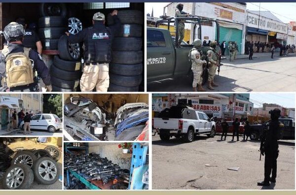 La Fiscalía de Puebla y fuerzas federales aseguraron tres inmuebles y recuperaron dos autos robados en la 46 Poniente. IMAGEN: Fiscalía de Puebla.