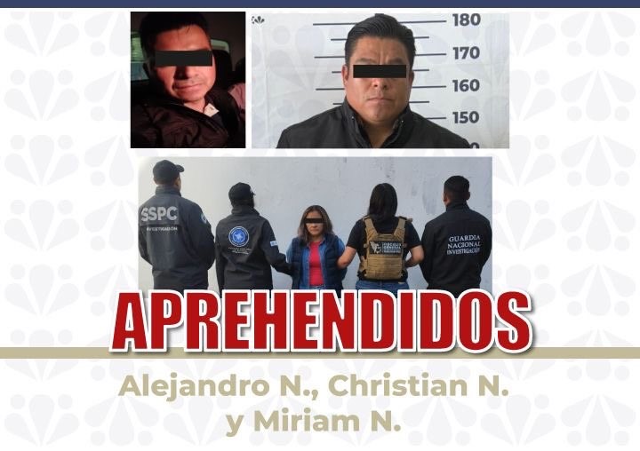 La Fiscalía de Puebla confirmó la detención de Christian “N.”, así como de otras dos personas implicadas en el homicidio del matrimonio Tello Ruiz.