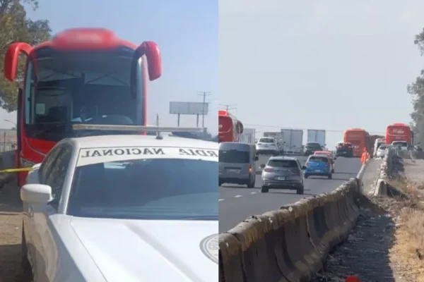 Una mujer de aproximadamente 70 años murió dentro de un autobús de pasajeros tras presentar una emergencia médica mientras circulaba por la autopista México-Puebla. IMAGEN: Tv Azteca Puebla.