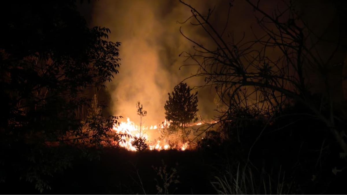 El incendio en el Cerro Zapotecas está controlado al 95 %. Brigadistas de San Pedro Cholula y del Estado trabajan en la liquidación total. FOTO: Ayto. de Puebla.