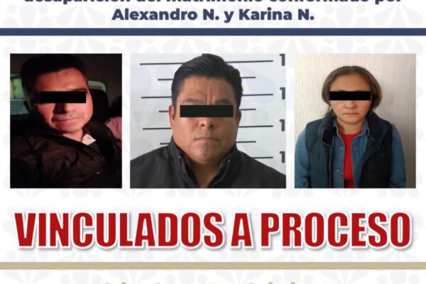 La Fiscalía de Puebla logró la vinculación a proceso de Christian N., Alejandro A. N. y Miriam N. por el asesinato del matrimonio Tello Ruiz.