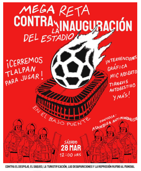 La movilización, prevista en inmediaciones del Estadio Banorte, coincide con el operativo vial por el partido y surge por inconformidades como gentrificación.