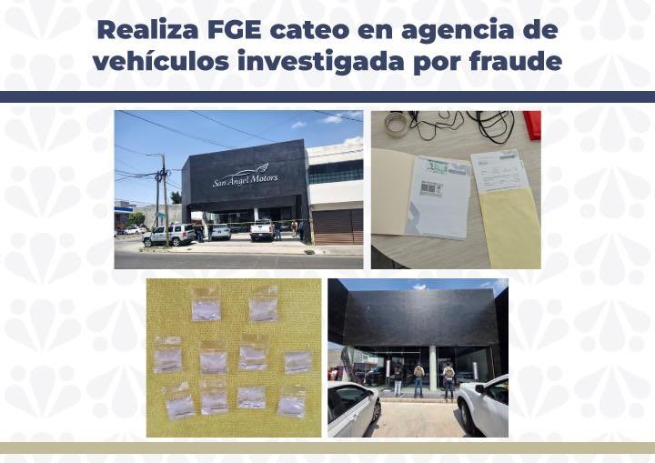 FGE catea “San Ángel Motors” en Prados Agua Azul; investigan fraude y hallan droga