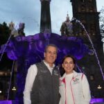 Con la iluminación de la Fuente de San Miguel el gobierno municipal refuerza el llamado a la igualdad de género y la erradicación de la violencia contra las mujeres