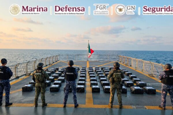 Harfuch confirmó el aseguramiento de dos toneladas de cocaína en un operativo en Acapulco. FOTO: SSPC.