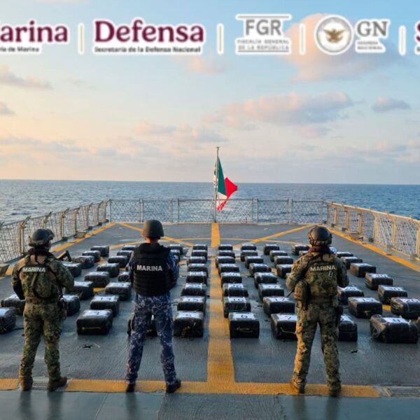 Harfuch confirmó el aseguramiento de dos toneladas de cocaína en un operativo en Acapulco. FOTO: SSPC.