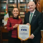 Claudia Sheinbaum se reunió con Gianni Infantino en Palacio Nacional para revisar los avances de la Copa del Mundo. IMAGEN: X @Claudiashein.