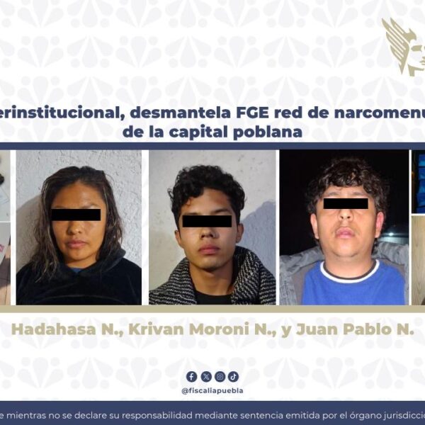 Una serie de denuncias vecinales derivó en un operativo que dejó al descubierto una red activa de distribución de droga. IMAGEN: FGE Puebla.