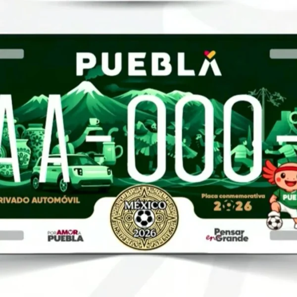 Puebla lanzará 40 mil placas vehiculares conmemorativas de la Copa Mundial 2026; disponibles a partir del próximo 28 de abril.