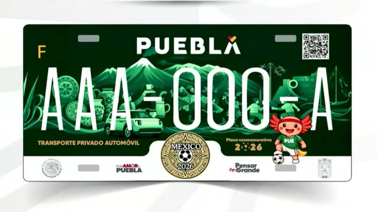 Puebla lanzará 40 mil placas vehiculares conmemorativas de la Copa Mundial 2026; disponibles a partir del próximo 28 de abril.
