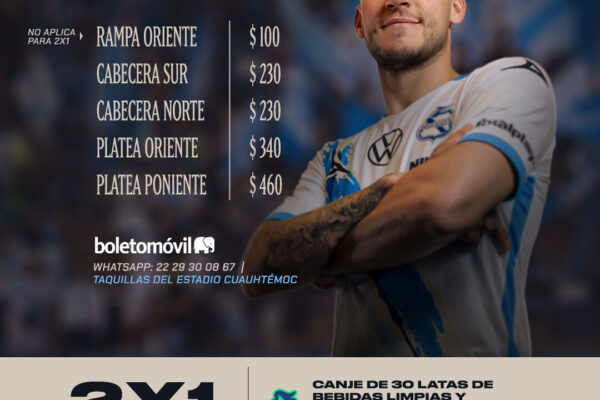 La oferta es válida en todas las zonas bajas, con precios que oscilan entre los 230 y 460 pesos. IMAGEN: Club Puebla.