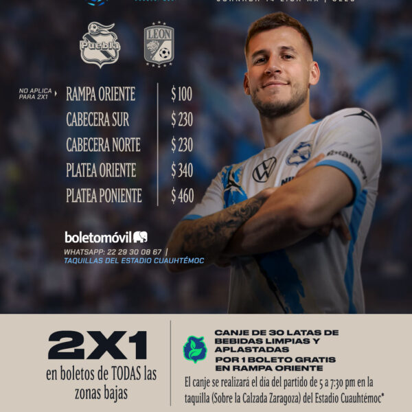 La oferta es válida en todas las zonas bajas, con precios que oscilan entre los 230 y 460 pesos. IMAGEN: Club Puebla.