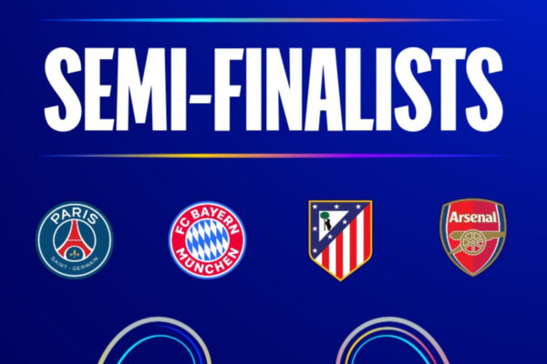 Listas las semifinales de Champions. Bayern vs PSG Arsenal vs Atlético de Madrid. IMAGEN: UEFA Champions League.