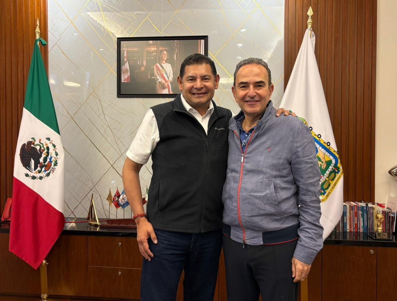 Alejandro Armenta Mier y Jorge Estefan Chidiac se reúnen tras dos años de tensiones. FOTO: X @EstefanChidiac.