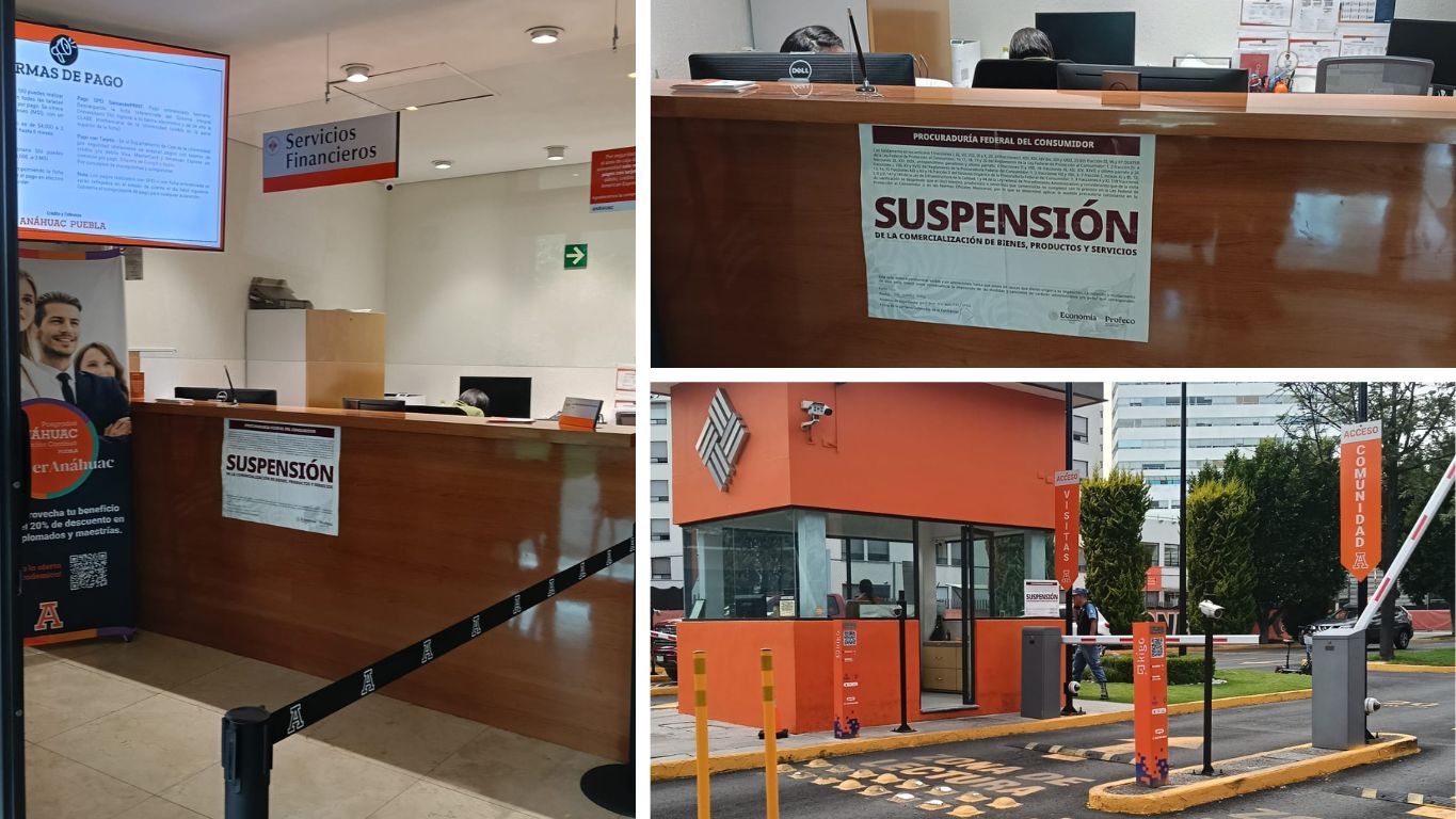Por cobros poco claros, Profeco frena comercialización de servicios en la Anáhuac Puebla. FOTO: La Jornada de Oriente.