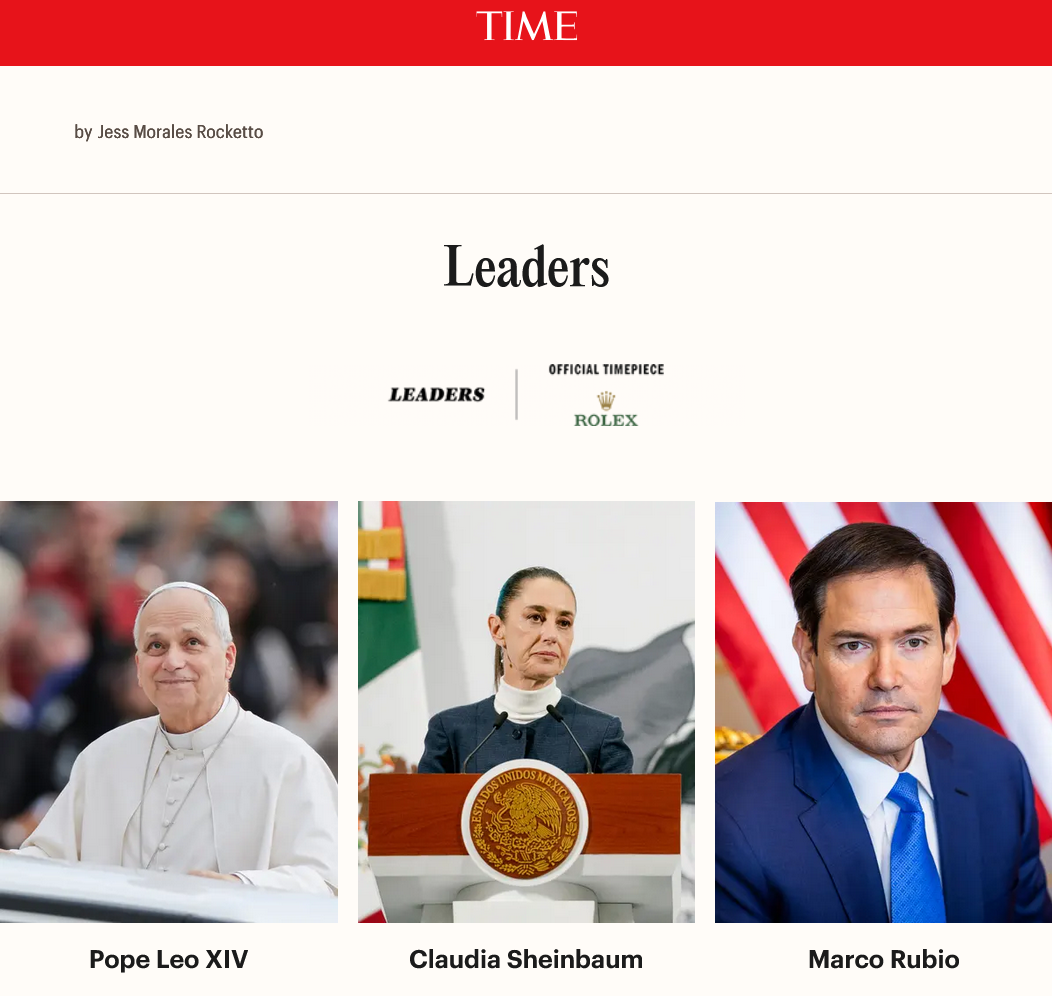 TIME incluyó a Claudia Sheinbaum entre las figuras más influyentes de 2026; destacan el arranque de su primer año de gobierno y su respuesta frente a los desafíos internos y externos. IMAGEN: TIME.