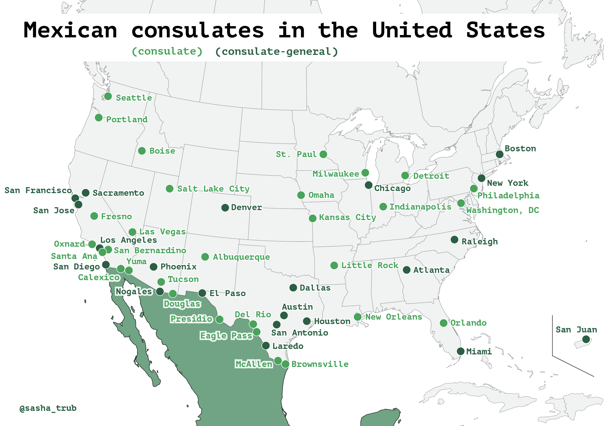 El gobierno de Trump anunció la revisión de los 53 consulados mexicanos en Estados Unidos al considerar que pueden ser centros políticos en su contra. IMAGEN: vía Reddit,
