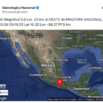 Susto matutino en Puebla; sismo de 5.6 sacudió al Estado y activó protocolos de emergencia. IMAGEN: Captura de pantalla X @SismologicoMX.