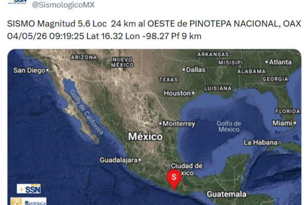 Susto matutino en Puebla; sismo de 5.6 sacudió al Estado y activó protocolos de emergencia. IMAGEN: Captura de pantalla X @SismologicoMX.