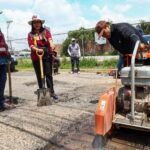 San Pedro Cholula estrena tres módulos de maquinaria para el programa histórico de bacheo.