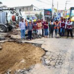 Tras el hundimiento registrado en un tramo de la Carretera Federal México-Puebla, autoridades de San Pedro Cholula desplegaron acciones de atención y evaluación.