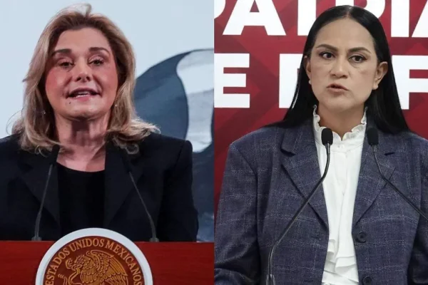 Choca Ariadna Montiel con Maru Campos tras las declaraciones sobre Rocha Moya; la acusó de promover la intervención extranjera.. IMAGEN: El Sol de México.