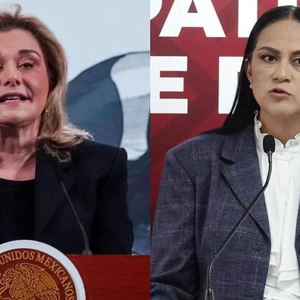 Choca Ariadna Montiel con Maru Campos tras las declaraciones sobre Rocha Moya; la acusó de promover la intervención extranjera.. IMAGEN: El Sol de México.