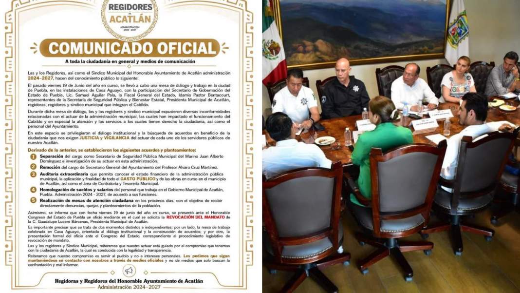 Regidores de Acatlán de Osorio solicitan al Congreso de Puebla revocar mandato de la alcaldesa Guadalupe Lucero Bárcenas