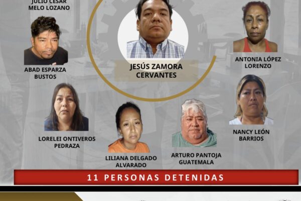 Autoridades federales detuvieron a 11 personas en Acapulco durante un operativo contra la extorsión, incluido el asesor de la alcaldesa Abelina López. IMAGEN: SSPC.